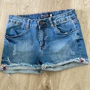 Blue Spice Distressed Jean Shorts